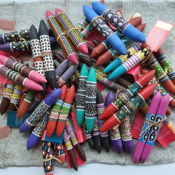 Aboriginal Hand Painted Clap Stick Set (2 Sticks) YARN STRONG SISTA