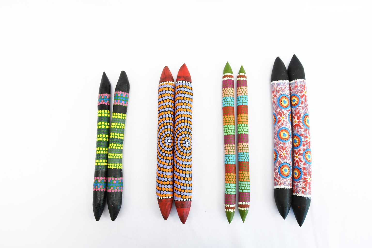 Aboriginal Hand Painted Clap Stick Set (2 Sticks) YARN STRONG SISTA