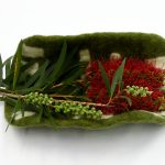 Small Felt Coolamon – Olive Green with Cream Desig